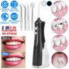 Portable Water Dental Flosser Cordless Rechargeable Dental Oral Irrigator IPX7 Waterproof Teeth Cleaner with 4 Modes 4 Nozzles 10.15oz Detachable Wate