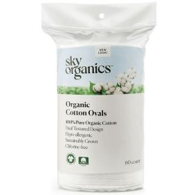 Sky Organics Organic Cotton Ovals for Sensitive Skin, 60 Count, Beauty and Personal Care