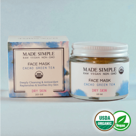 Cacao Green Tea Face Mask for Dry Skin - Organic, Vegan & Cruelty-free