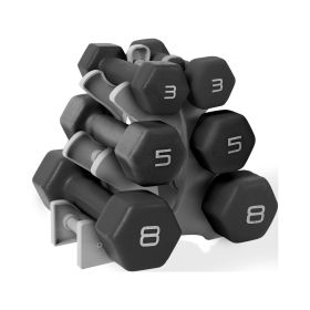 CAP Barbell 32 lb Neoprene Dumbbell Set With Storage Rack, Black, Non-Slip Coated Free Weights For Home Workouts  Highlights Inclu