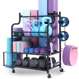 Home Gym Workout Equipment Organizer Yoga Mat Storage Weight Rack Dumbbell