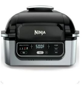 Ninja Foodi 4-in-1 Indoor Grill with 4-Qt Air Fryer, Roast, Bake, & Cyclonic Grilling Technology, Black/Stainless
