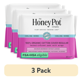 (3 pack) The Honey Pot Company Organic Herbal Regular Pads, 20 Count