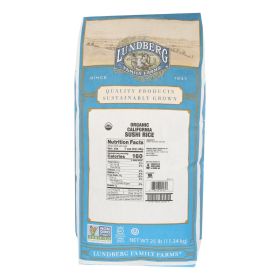 Lundberg Family Farms Organic Sushi Short Grain White Rice - Case Of 25 Lbs