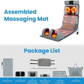 Full Body Electric Massage Mat Heating Vibration Massage Pad Cushion Back Massage Mattress Chair Pad with Neck Foot Massage Head Pillow and Cloth