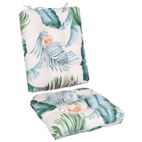 2Pcs Rocking Chair Cushion Upper And Lower Back And Seat Sets with Non-Slip Ties Polyester Fiber Filling Comfortable for Indoor Home Office Car (Option: PadBeigeColorLeaf)
