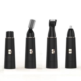 4 In 1 Facial Eyebrow Hair Epilator Remover Tool Device Painless Electric Shaver For Women (Color: Black)