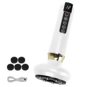 1Pc Anti Cellulite Massager Handheld Vacuum Suction Cupping Kit Beauty Tool With 12 Suction Mode 12 Heating 20Mins Auto-Off One-Key Pressure Rele (Color: White)