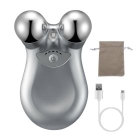 1Pc Micro-current Face Massager Rechargeable Face Neck Roller Intelligent Facial Massager With 5 Gears For Skin Tightening Skin Lifting Wrinkle R (Color: Grey)
