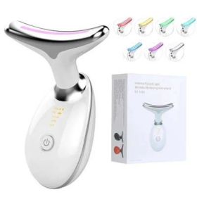 EMS Thermal Neck Lifting And Tighten Massager Electric Microcurrent Wrinkle Remover (Color: White)