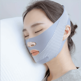 Unscented Sleep Facial Lift Mask - Comfortable, Flexible, Anti-Snoring Face Strap For Relaxation And Beauty (Color: Grey)