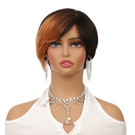 Brazil Remy Hair Non-toxic Short Wig- Straight, Lace-free Hat With Roses, 8 Inch, Suitable For The Whole Scene. (Option: 1B30-8inch)