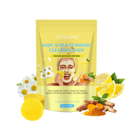 Jaysuing Kojic Acid Turmeric Exfoliating Cleansing Pad Gently Cleanses The Skin And Exfoliates The Skin, Gently Purifying And Soothing The Skin (Option: 2pcs)