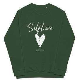 Organic sweatshirt SELF LOVE Unisex organic raglan sweatshirt (Color: Bottle green, size: M)