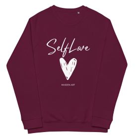 Organic sweatshirt SELF LOVE Unisex organic raglan sweatshirt (Color: Burgundy, size: L)