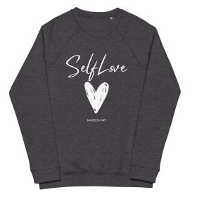 Organic sweatshirt SELF LOVE Unisex organic raglan sweatshirt (Color: Charcoal Melange, size: XS)