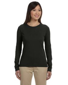 Ladies' 4.4 oz.; 100% Organic Cotton Classic Long-Sleeve T-Shirt - BLACK - S (Color: Black, size: S)